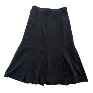 Barclay Square Women’s 10 Black 100% Pure Wool Vintage A-line Pleated Midi Skirt